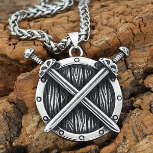 वाइकिंग हार तलवार ढाल युद्ध योद्धा संघ टाइटेनियम स्टील पेलेंट स्टेनलेस स्टील वाइकिंग हार हार - Product Image 4