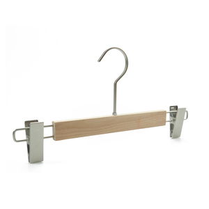 Vente en gros de cintres pliables pour pantalons et jupes en bois avec 2 pinces métalliques Design fonctionnel pour garde-robe et salon - Product Image 1