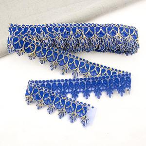 ลูกไม้แห่งชาติราคาถูก5ซม. อุปกรณ์เย็บผ้าแบบทำมือผ้าปักขอบถักสีทองสำหรับชุดเครื่องแต่งกาย - Product Image 5