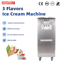 Machine à glace molle professionnelle 2+1 saveurs à faible bruit, sur pied, avec panneau de commande