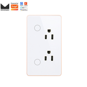 Pour Tuya Smart WiFi US Standard 16A double prise de courant prise murale cadre en aluminium panneau de verre trempé interrupteur électrique tactile <span class=keywords><strong>Zi</strong></span> - Product Image 1