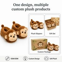 Pantoufles personnalisées en peluche singe, en coton PP, anti-stress, douces, en forme de personnage, pour la promotion de la marque, à prix bas