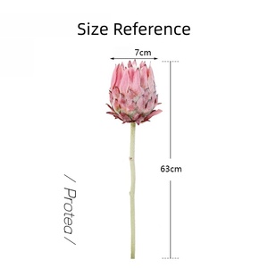 Fleur de Protea Artificielle Réaliste en Tissu Floqué Effet Soie 60CM pour Maison, Hôtel, Mariage, Noël, Fête des Mères, Écologique - Product Image 3