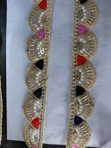 Ribete de encaje bordado con perlas de diseño para sari, blusa, lehenga, dupatta - Product Image 2