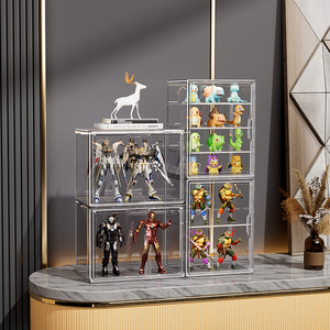 Clair assembler Cube en plastique anti-poussière passe-temps vitrine organisateur pour objets de collection figurines jouets boîte de rangement de bureau - Product Image 4