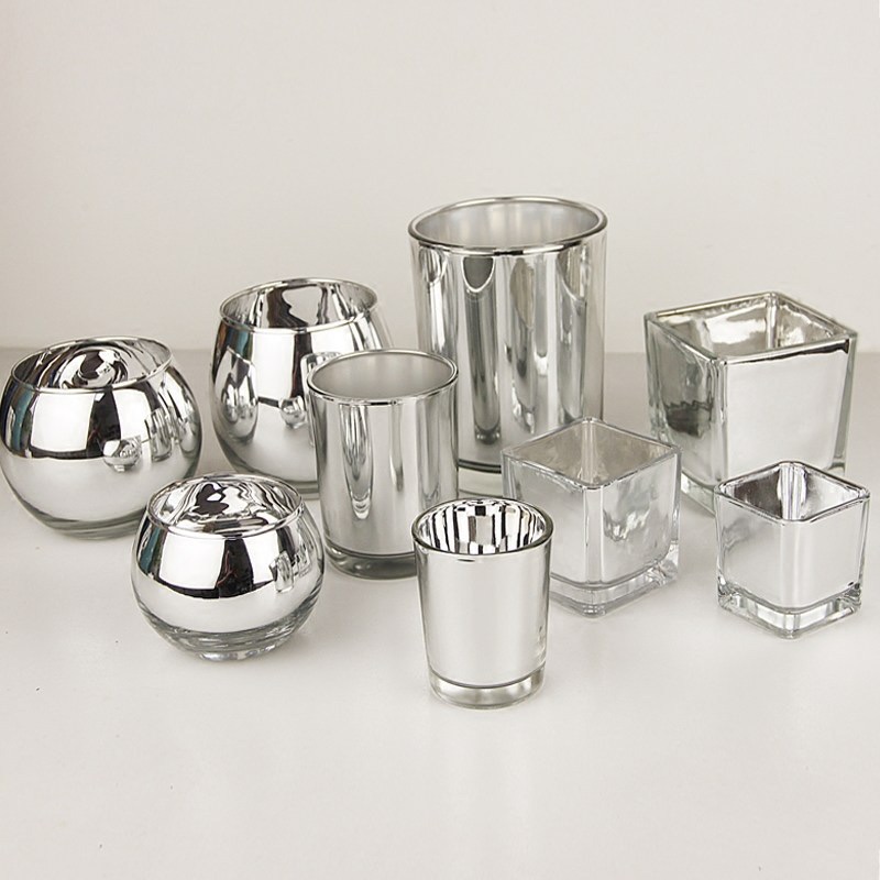 Electroplating silver glass DIY candle holder cup homemade candle cup