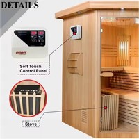 Ruang Sauna kubus Cedar merah luar ruangan 3-4 orang kelas atas dengan kayu Solid uap kering dan kompor Sauna penjual baik