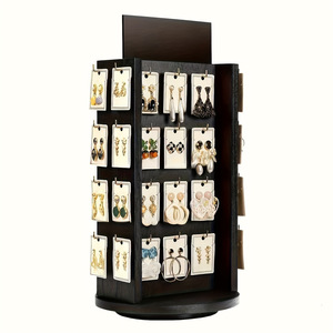 Wooden Earring And Necklace <b>Display</b> <b>Stand</b> Desktop Vertical <b>Rotating</b> Jewelry Organizer White Black Baked Finish 38x22 - Product Image 3