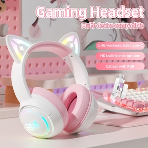Precio de Fábrica <span class=keywords><strong>ONIKUMA</strong></span> GT838 Auriculares Inalámbricos para Juegos 2.4G con Orejas de Gato RGB y Micrófono Desmontable para PS5 PS4 Switch Móvil - Product Image 1