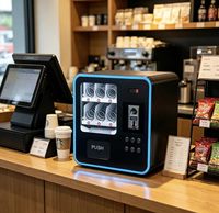 Máquina Expendedora Comercial Mini de Sobremesa de 6 Pasillos para Snacks y Bebidas, Compatible con Monedas y Tarjetas de Crédito, Pequeña Máquina Expendedora de Alimentos para Mostrador