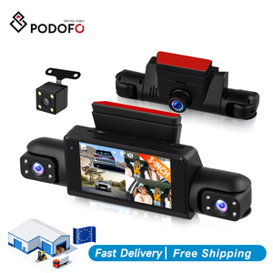 Caméra embarquée Podofo 4 objectifs DVR 3'' 1080P avec enregistrement en boucle, détection de mouvement, vision nocturne, capteur G, vente en gros OEM - Product Image 1