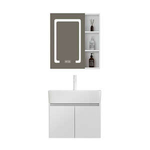 Custom Modern Aluminum Floating <b>Corner</b> Basin Sink Wall Hanging Vanity Cabinet for Hotels Home and Commercial Spaces - Product Image 1