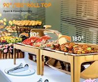 Réchaud de buffet à gaz en acier inoxydable 9L avec double bacs et couvercle roulant
