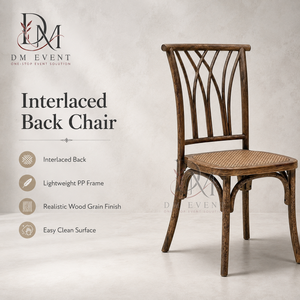 Silla Decorativa con Respaldo de Aspecto Tejido en PP con Diseño de Madera para Recepciones de Boda y Eventos, Asientos para Alquiler al por Mayor - Product Image 1