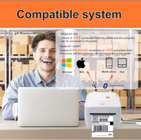 Printer Label Barcode Thermal Desktop AIYIN 4x6 Nirkabel dengan Antarmuka Bluetooth, Tempat Kertas Label Besar, Tanpa Tinta, Printer Label Pengiriman