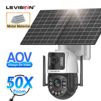 Caméra solaire LS VISION avec zoom optique 50X, double objectif 2K, 4G, AOV 24/7, détection longue portée 2000m, caméra de sécurité PTZ, 20W solaire