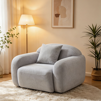 Fauteuil design italien moderne en tissu, fauteuil lounge incurvé avec ottoman, mousse haute densité emballée sous vide