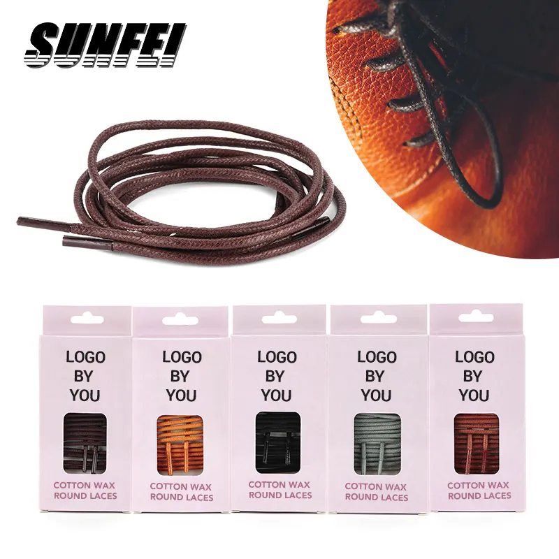 sunfei waxed cotton Boot Strings Accept Custom Round Waxed Cotton Shoelaces for Leather Shoes Thick Waxed Dress Shoe Laces