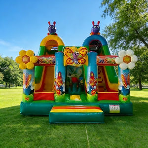 Château gonflable à thème printemps papillon et chenille avec toboggan, idéal pour les fêtes et la <span class=keywords><strong>location</strong></span> - Product Image 1