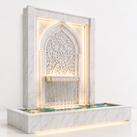 Fontaine murale en pierre naturelle Salsabil Royal, élément aquatique architectural islamique du Moyen-Orient pour cour et hôtel de luxe