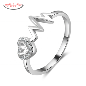 Fijne Sieraden 925 Sterling Zilveren Belofte Ring Mode Hartslag Ontwerp Kubische Zirkonia Ring Voor Vrouwen Bruiloft Verloving Sieraden - Product Image 1