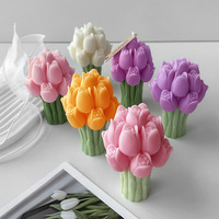 Private Label Geschenkbox in Tulpenform mit Sojawachs-Kerze, Großhandel Handgemachte Blumenskulptur Aroma-Kerze für Feiertage und Hochzeitsgäste