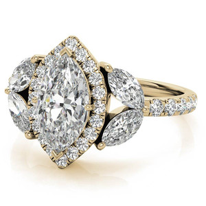 SGARIT <strong>Jewellery</strong> 24K <strong>Yellow</strong> Gold 12*6 Mm Marquise Cut 2Ct Vvs Moissanite Diamond Wedding Engagement Ring Jewelry for Women - Product Image 4