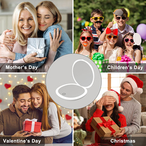 Dễ thương Mini gương các nhà sản xuất Logo tùy chỉnh trắng hồng đen túi cầm tay trang điểm nhỏ gọn gương với <span class=keywords><strong>LED</strong></span> ánh sáng tay gương - Product Image 6