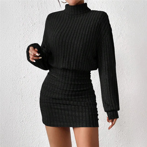 <span class=keywords><strong>Abito</strong></span> sexy in maglia <span class=keywords><strong>a</strong></span> righe <span class=keywords><strong>con</strong></span> collo alto e <span class=keywords><strong>maniche</strong></span> lunghe, stile europeo e americano, aderente sui fianchi, nuova collezione Autunno/Inverno 2026 - Product Image 4