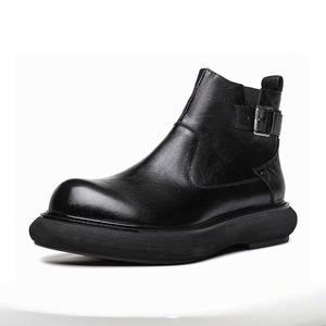 Autumn Summer Men's Retro Designed Ankle Waterproof Breathable Leather Boots High Quality Walking Style Fashionable Trendy Party - Product Image 6