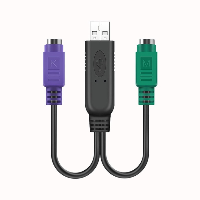 2 in 1 USB to PS/2 Adapter Cable for Mouse and Keyboard with Copper Connectors