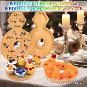 Solid Wood Tray Wedding Decoration <b>Ring</b> Shape Deli <b>Plate</b> Home Living Room Use - Product Image 2