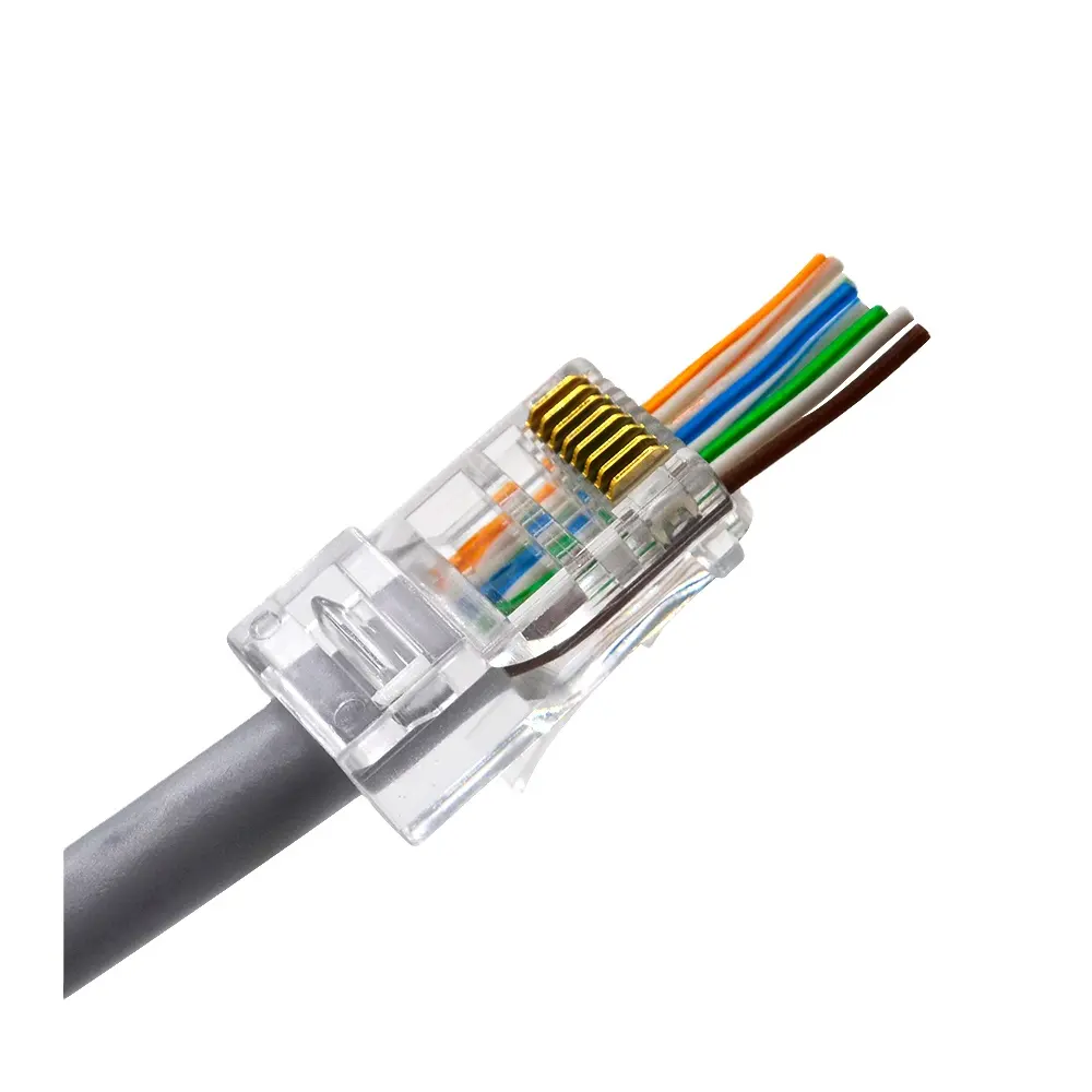 RJ45 Pass Through Plug UTP Ethernet Cables Network Modular Plug Cat5e/CAT6/CAT6A RJ45 Crystal Heads 8p8c Plug
