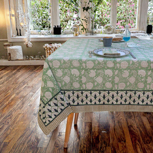 Handmade Block Print Cotton Floral <b>Tablecloth</b> Blue White Printed Classic Design <b>Washable</b> High Quality Durable Eco-Friendly - Product Image 3