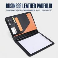 Carpeta Multifuncional para Gerentes de Negocios, Carpeta de Presentación de Cuero PU Premium, Portafolio con Bloc de Notas