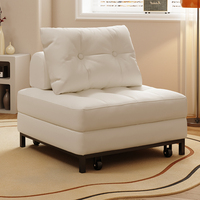 Sofá Cama de Tela Estilo Crema Moderno y Simple, Todo en Uno, para Espacios Pequeños, Apartamentos, Muebles Reclinables para el Hogar