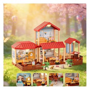 Maison de poupée en plastique pour enfants avec meubles et accessoires, ensemble de jeu créatif pour les 5 à 7 ans, cadeau de jeu d'imitation - Product Image 4