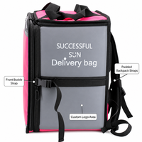 Sac isotherme extensible réfléchissant rose, grande taille, avec doublure en feuille d'aluminium et coton perlé, idéal pour la livraison de repas en usine