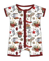 Combinaison à manches courtes zippée pour nouveau-né, motif de Noël personnalisé, de haute qualité, pour tout-petits, motif de fête, une pièce, en bambou