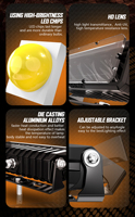 GPNE Barre lumineuse de travail à LED pour voiture Lampe de conduite pour bateau tout-terrain Tracteur Camion SUV Phare antibrouillard Accessoires de voiture