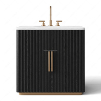 Meuble de salle de bain de luxe sur mesure FERLY Valerie en marbre Arabescato, avec vasque simple ou double, haut de gamme, 100% personnalisé