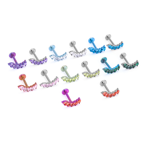 5 ए ज़िरकॉन छह मार्क्विज-आकार वाली भेदी गहने एस्टम f136 चिकित्सा-ग्रेड टाइटेनियम मिश्र धातु एडाज़्ड रंग बदलने वाले कान स्टड - Product Image 2