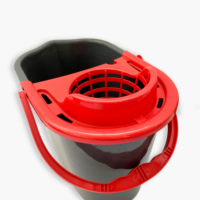 Seau de nettoyage de sol en plastique, avec essorage rapide, pour le nettoyage du sol avec poignée, de couleur argent, serpillière 15l