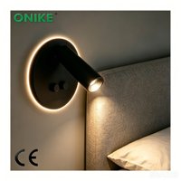 Lampe murale de lecture LED ronde à double interrupteur, rotation à 350 degrés, pour hôtel, salon, chambre à coucher, chevet, éclairage d'ambiance nocturne