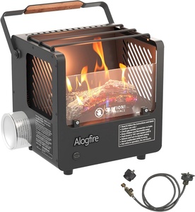 Réchaud à <span class=keywords><strong>gaz</strong></span> portable 3-en-1 Alogfire avec couvercle rabattable, foyer au butane professionnel avec tuyau <span class=keywords><strong>flexible</strong></span> en acier inoxydable, foyer de table à flamme réelle - Product Image 1