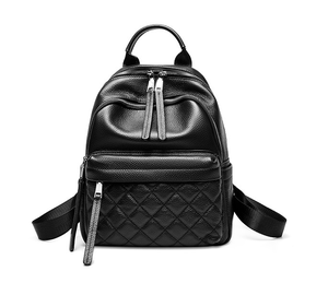 Custom ODM/OEM High Quality Women <strong>Black</strong> Plain <strong>Leather</strong> <strong>Backpack</strong> Made in China - Product Image 1