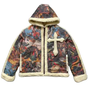 Top Quality Factory Custom Print Men's Jackets Winter Print Hooded Clothes