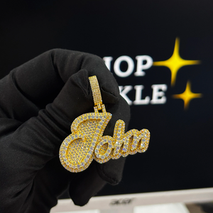 Colgante con Nombre Personalizado John de 1.8 Pulgadas, Chapado en Plata de Ley 925 con Diamantes de Moissanita, Estilo Hip Hop, Lujoso y Personalizado - Product Image 3