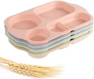 Unzerbrechliche geteilte Platten Große 11 Zoll 4 PCS Mikrowelle Geschirrs püler Safe Tablett für Kinder Erwachsene Weizens troh Leichte Platten