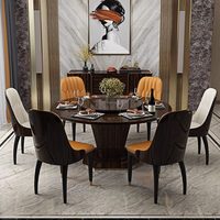 Italienischer runder Luxus-Esstisch und Stuhl aus massivem Holz, einfacher postmoderner High-End-Esstisch
